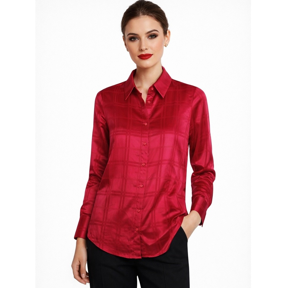 41 Hawthorn Paulina Plaid Button Down Shirt Women Size M Red NWT